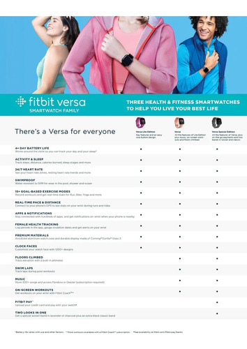 Fitbit Versa - Reloj Inteligente De Salud Y Estado Físico, R