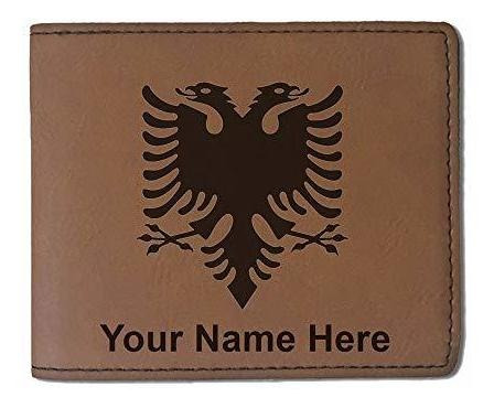 Faux Leather Wallet, Flag Of Albania, Personalized Vntyr