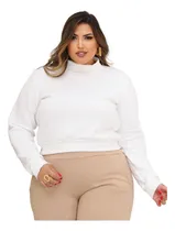 Comprar Blusa Moletom Feminina Gola Alta Ribana Moda Inverno - Nubia
