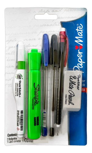 Pack Universitario Básico Bolígrafos Portaminas Destacador + Tinta Exterior