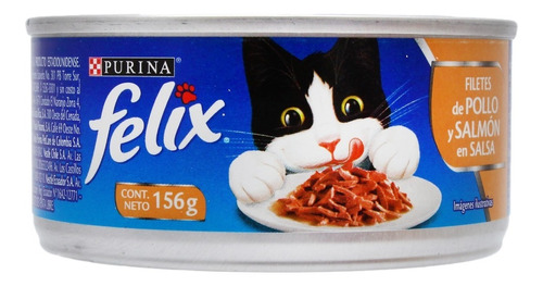 Alimento Para Gato Felix Pollo Y Salmón En Salsa 156 Gr