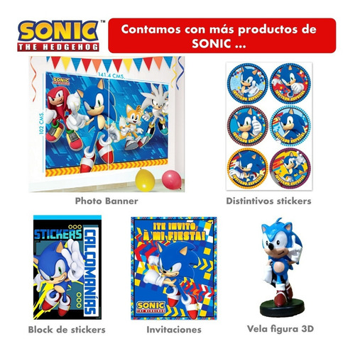 Vela Pastel Cumpleaños Sonic Artículo Fiesta Son0h1