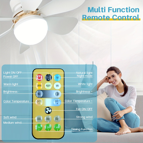 1 Lámpara De Techo Con Ventilador Principal, E27 Universal