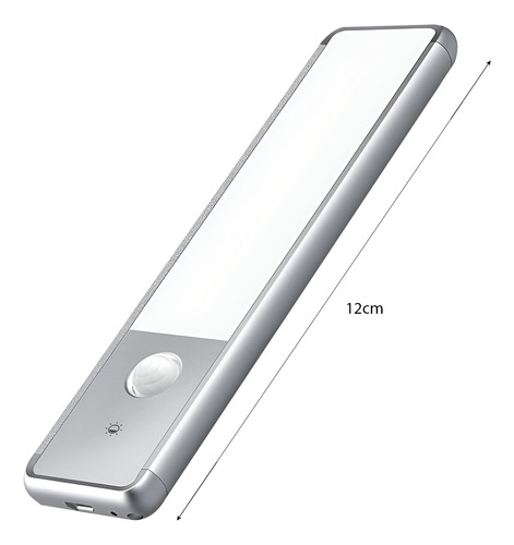 Combo X 4 Barra De Luz Led Sensor Movimiento Recargable 12x4cm Dakota Nivel De Brillo Ajustable Bajo Alacena, Cocina