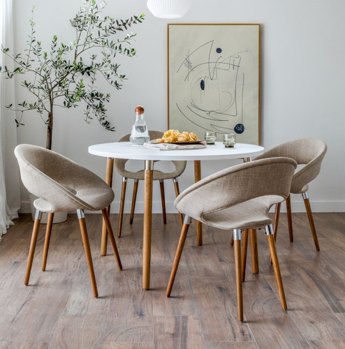 Imagen 3 de 8 de Silla De Comedor One Tapizada Wood