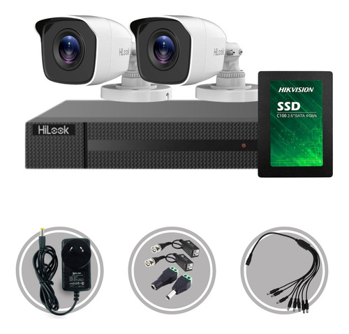 Kit Seguridad Dvr 4ch Hilook +2 Camaras 5mp 3k Fullhd +disco