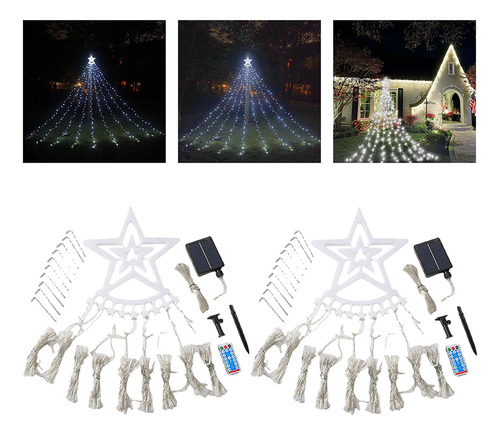 2 Uds Luces De Cadena Solar 350 Led Lámpara Gota De Lluvia