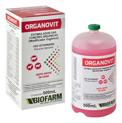 Biofarm Organovit 500ml modificador orgânico engorda bolvino