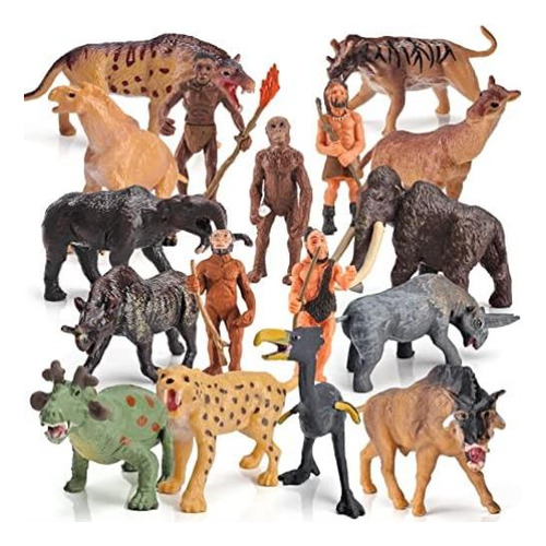 Figuras Animales Antiguos Hombres Primitivos, Juego 17 Uds.