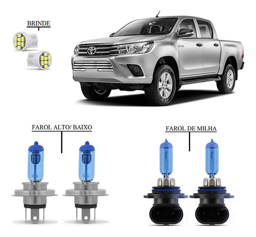 4 Lampada Efeito Xenon Farol Hilux Srv 2016 A 2020 8500k