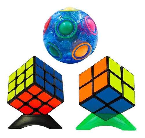 Juego Antiestrés Rubik: 1 Cubo 3x3, 1 Cubo 2x2, 1 Pelota Mag
