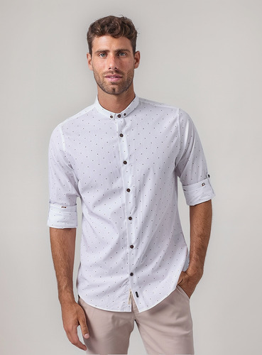 Mbo Camisa Ml Cuello Micro Buttondown Classic Fit Blanco