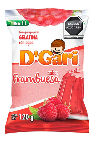 Imagen 1 de 1 de Gelatina En Polvo D'gari Sabor Frambuesa 120 G