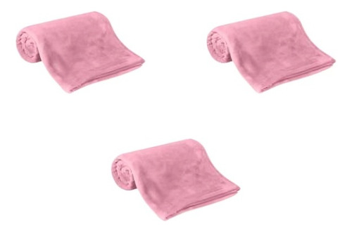 3 Cobijas Para Bebé Cobertor Suave Ligera Calientita Color Rosa Pastel Liso