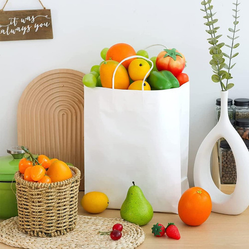40 Bolsas De Papel Ecológicas Portátil Decorativas Color Blanco