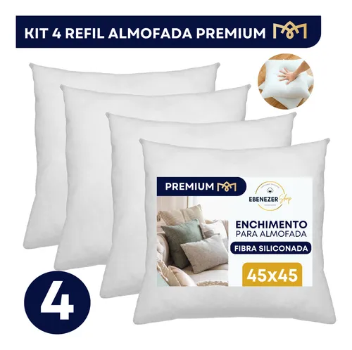 Kit 4 Enchimento Recheio Almofada Refil Fibra Siliconada 45x45 An...