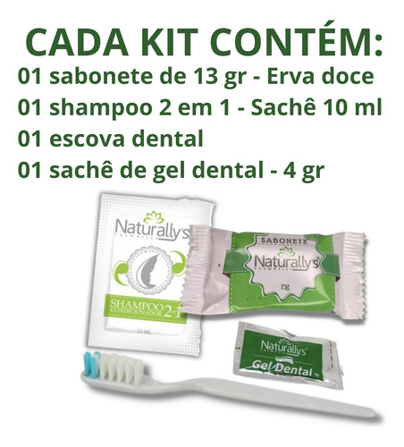 Kit Sabonete Shampoo Escova Dente Gel Hotel Pousada Airbnb