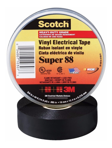 Teipe Eléctrico Scotch 3m Super88 3/4, 20,1m De Extensión