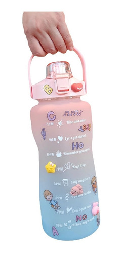 Termo Botella De Agua Motivacional 2 Lt, Stickers Incluidos