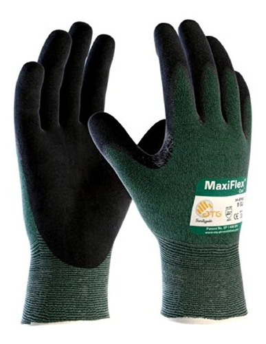 Guantes Con Revestimiento De Nitrilo Negro Grande, 12 Pares