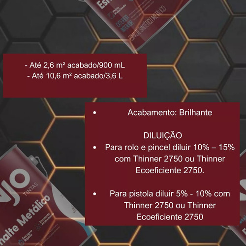 Tinta Esmalte Sintético Metálico Plus 3,6 Litros Para Ferro Direto Na Ferrugem Com Base Solvente E Secagem Rápida Anjo Cor Ouro Talismã