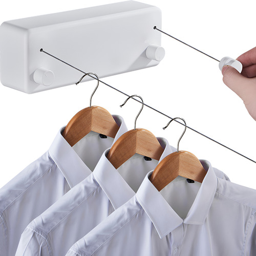 Tendedero Para Ropa Cuerda Retractil Doble Para Pared Color Negro
