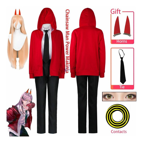 Peluca De Disfraz De Cosplay De Hombre Power Makima Con Moto