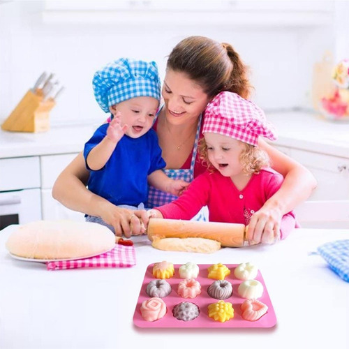 Molde De Silicón 24 Flores Para Repostería Y Jabones Jalea Rosa