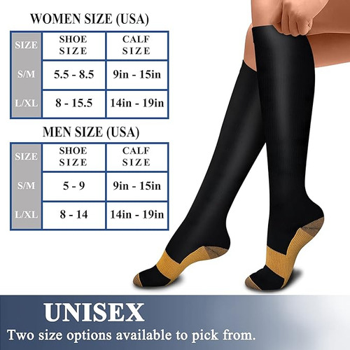 Calcetines De Compresión De Cobre: 15-20 Mmhg Para Ejercicio