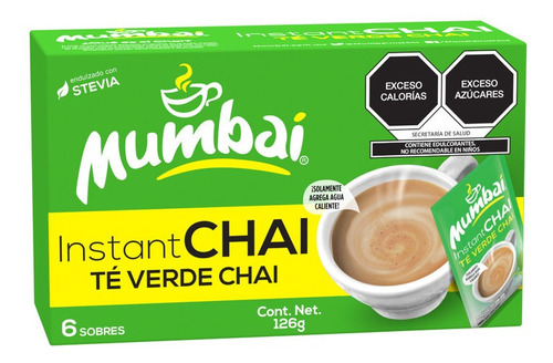 Té Chai Mumbai Instantáneo Sabor Verde 6 Sobres 126g