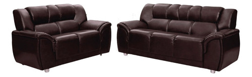 Juego De Living Sillon 3+2 Cuerpos Sofa Pu Negro Cordoba Color Marrón