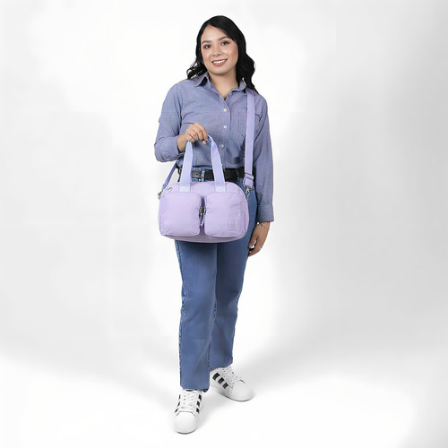 Bolsa De Mano Zilp Chenson 1818 Ajustable Lila Impermeable Acabado De Los Herrajes Níquel Diseño De La Tela Liso