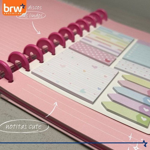 Cuaderno Inteligente Con Discos Brw Tapa Peluche 28x21,5 Pastel