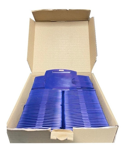 Imagem 1 de 10 de Kit Azul Marinho 100 Porta Cracha Rigido + 100 Cordão