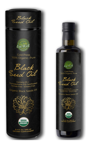 Eat Well - Aceite De Semilla Negra Orgnico Usda, Botella De