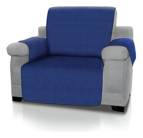 Forro Protector De Sofá Y Muebles Reversible Azul 1 Puesto Color azul y gris Liso