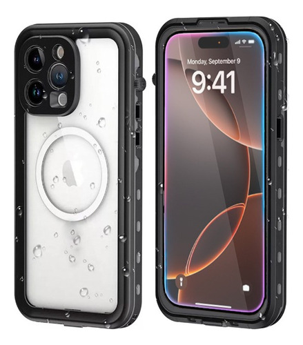 Carcasa iPhone 16 Pro Max Sumergible Waterproof Black Gray