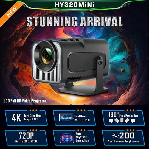 Mini Proyector Profesional Andro Hy320 720p Wifi 4k Blanco
