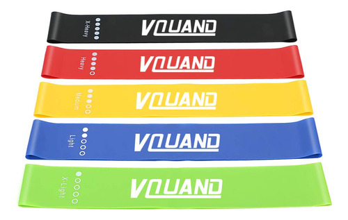 Vquand Bandas De Resistencia Para Entrenamiento, Juego De 5. Color Látex: Verde, Rojo, Azul, Negro, Amarillo