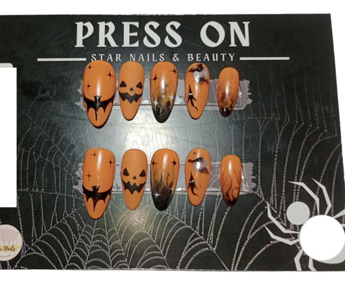 Uñas Press On Con Diseño De Halloween