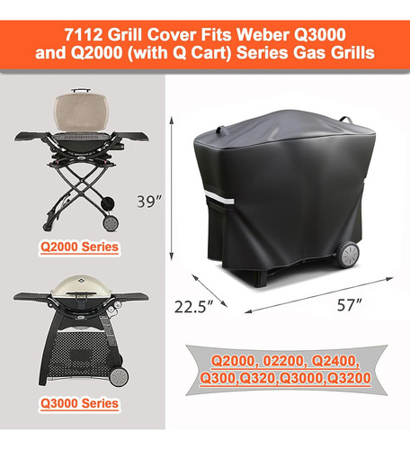 Cubierta De Parrilla 7112 Para Parrillas De Gas Weber Q2000,