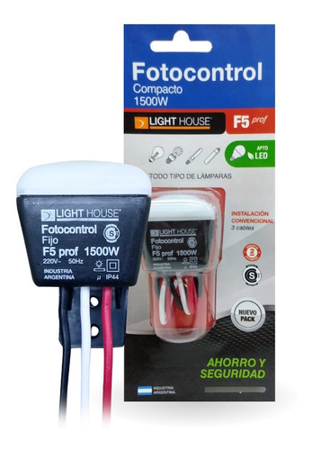 Fotocontrol 1500w Todo Tipo Lampara Fotocelula 3 Cables F5