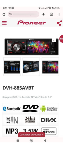 Reproductor Pioneer Dvh 885 Avbt