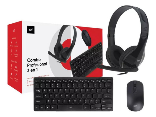 Combo 3 En 1 Audifono C/mic, Teclado Y Mouse Inalambrico Stf Azul Azul