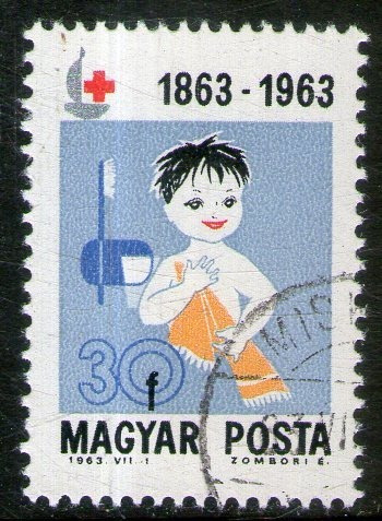 Hungría Sello Usado 100° Cruz Roja Internacional Año 1963 