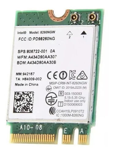 Placa Intel Bluetooth Dual Band Wireless Ac 8260 Ngff M.2