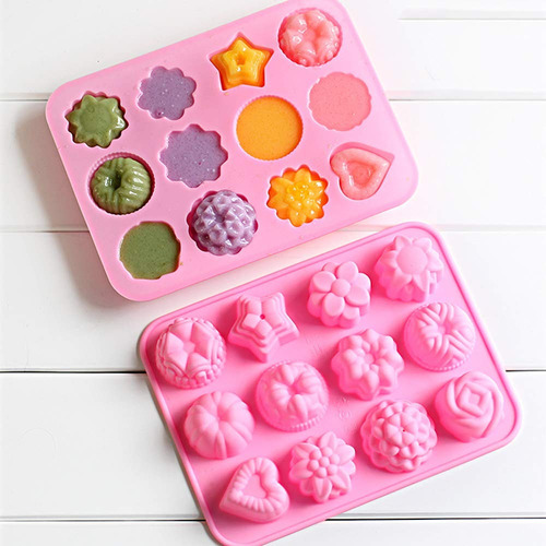 Molde De Silicón 24 Flores Para Repostería Y Jabones Jalea Rosa