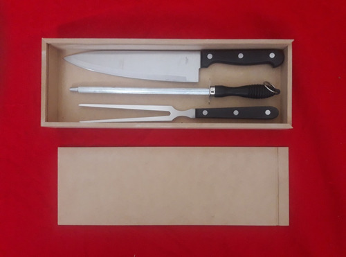 Set Cubiertos Para Asado: Cuchilla+trinchante+chaira+caja