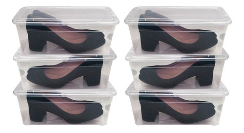6 Cajas Plastica Apilable 6 Litros Zapatos - Colombraro