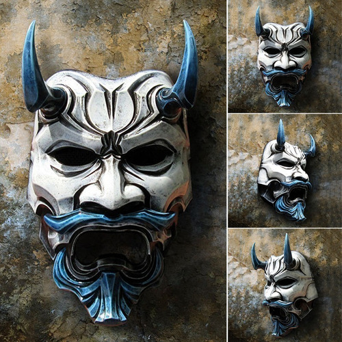 Máscara De Látex Samurai Tío Oni Halloween Party Cosplay